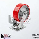 Roda Troli Pu Merah 4 Inch Medium Duty Roda PU Hidup Diameter 4 Inch