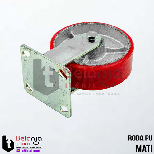Roda Troli Pu Merah 4 Inch Medium Duty Roda PU Mati Diameter 4 Inch