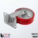 Roda Troli Pu Merah 4 Inch Medium Duty Roda PU Hidup Diameter 4 Inch