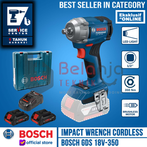 Bosch Mesin Pembuka Baut GDS 18V-350 Impact Wrench Cordless 18V Procore 4 AH