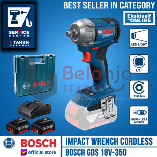 Bosch Mesin Pembuka Baut GDS 18V-350 Impact Wrench Cordless 18V 4 AH