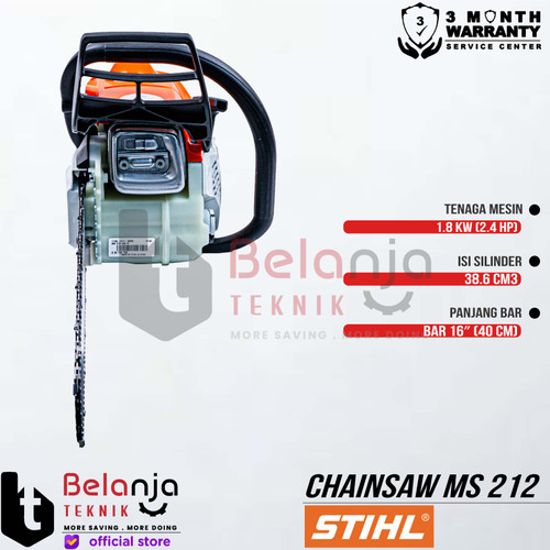 Stihl Mesin Gergaji Kayu Bensin MS 212 Chainsaw MS212 16 Inch 2 Tak