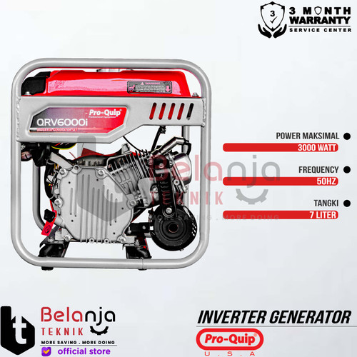 Proquip Genset Inverter QRV6000i Generator Set Bensin Recoil 3000 Watt QRV 6000
