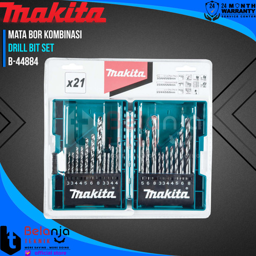 Makita Mata Bor Kombinasi Besi Tembok Kayu Set 21 PCS Drill Bit B-44884