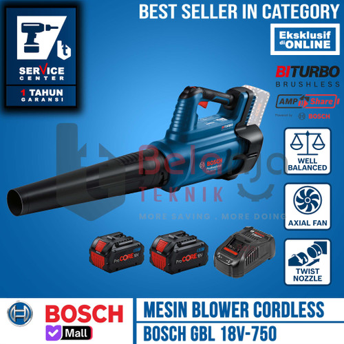 Bosch Mesin Blower Tangan Cordless GBL 18V-750 Hand Blower 18 V GBL18V SET PROCORE 8 AH