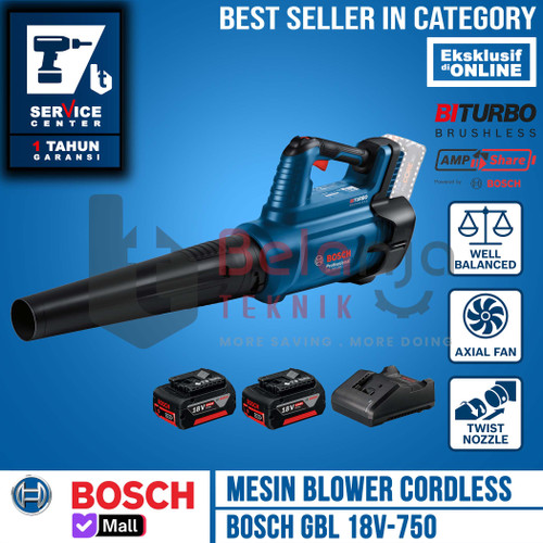 Bosch Mesin Blower Tangan Cordless GBL 18V-750 Hand Blower 18 V GBL18V SET 4 AH