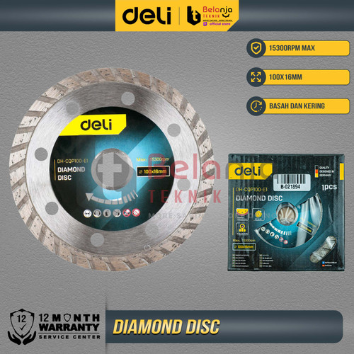 Deli Diamond Disc 4 Inch Mata Gerinda Potong Keramik Marmer 4" X 16MM