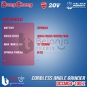 Dongcheng Angle Grinder Baterai DCSM04-100 Z Mesin Gerinda 20V Unit Only