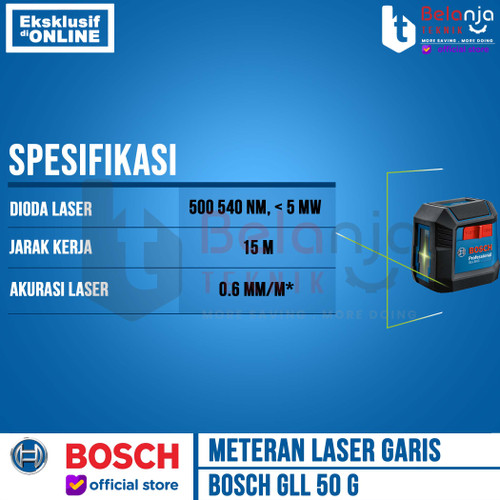 Bosch Meteran Laser Garis GLL 50 G Line Laser Level Green 15 Meter