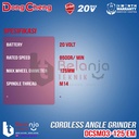 Dongcheng Angle Grinder Baterai DCSM03-125 EM Mesin Gerinda 20V SET DCSM 03 125 DCSM03-125EM