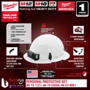 Milwaukee Helm Safety Personal Protective Set Paket + Sarung Tangan Anti Potong Cut Level 5 Dipped Gloves + Kacamata Clear Glasses Helem ANSI CSA