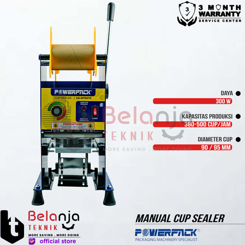 Powerpack Mesin Pres Segel Gelas Cup CS-M795TC Cup Sealer Manual 300W