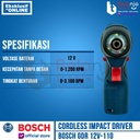 BOSCH Mesin Obeng Baterai GDR 12V-110 LI Impact Screwdriver Set 2 AH