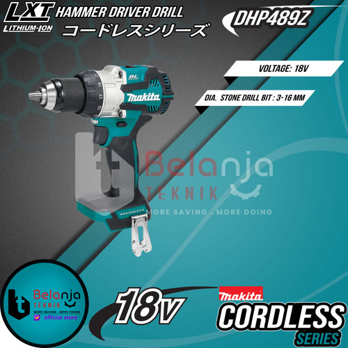 Makita Mesin Bor Cordless DHP 489 Z 18 Volt Hammer Driver Drill DHP489Z