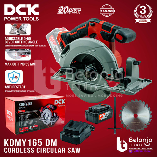 DCK Mesin Potong Kayu Baterai KDMY165DM Circular Saw Cordless 6 Inch Sirkel Kayu KDMY 165 DM KDMY165 6" 6 in battery