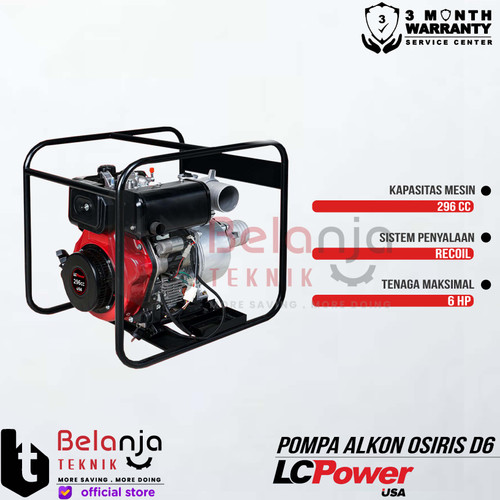 LCPower Mesin Pompa Air Diesel Irigasi Alkon 3" Osiris D6 Water Pump 3 Inch