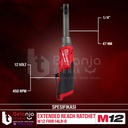 Milwaukee Extended Reach High Speed Ratchet M12 FHIR14LR-0 Kunci Sock Sok Rachet 1/4 Inch 12V Unit Only