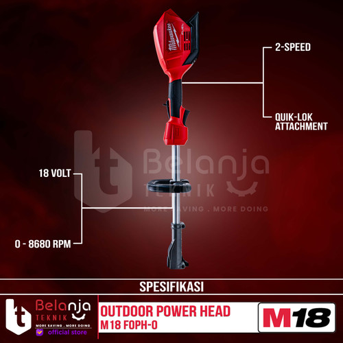 Milwaukee Outdoor Power Head with QUIK-LOK Multi Function M18 FOPH-0 18V Unit Only