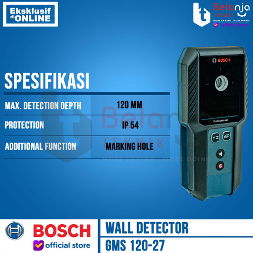 Bosch Wall Detector GMS 120-27 Alat Deteksi Pipa Logam Metal Universal Wall