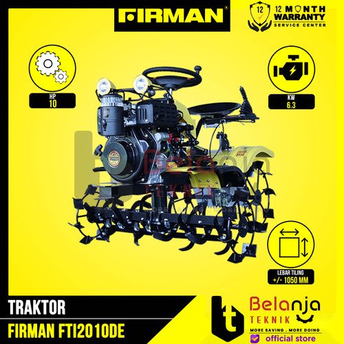 Firman Traktor FTI2010DE Mini Bajak Sawah Dan Ladang 4 Roda Diesel FTI 2010 DE Elektrik Stater