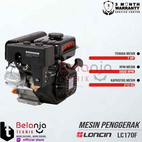 Loncin Mesin Penggerak Bensin LC 170 F 7 HP Engine Serbaguna LC170F