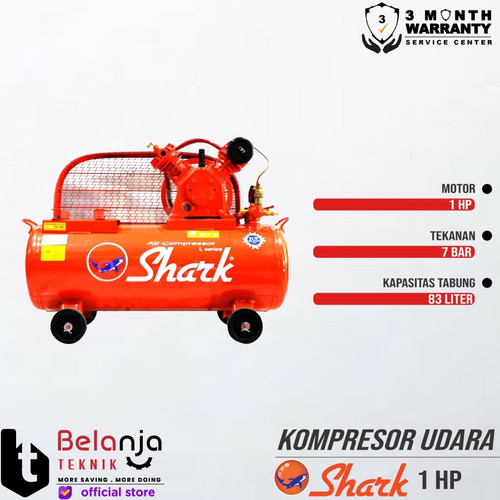 Shark Air Compressor 1 HP Kompresor Angin + ADK Dinamo 2 HP 3 Phase