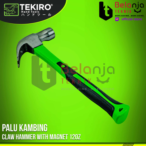 Tekiro Palu kambing 12 Oz Claw Hammer 12 Oz Gagang Karet Cabut Paku