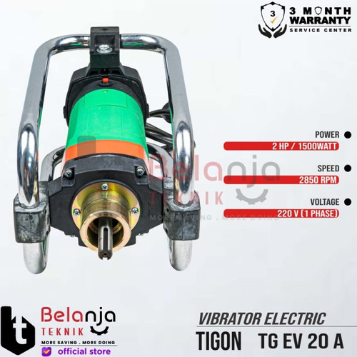 Tigon Concrete Vibrator Electric 2HP 1 Phase TG-EV20A Mesin Pemadat Beton EV 20 A + Selang