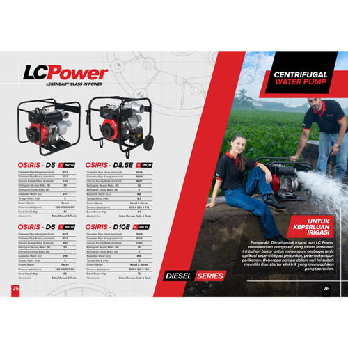 LCPower Mesin Pompa Air Diesel Irigasi Alkon 3" Osiris D6 Water Pump 3 Inch