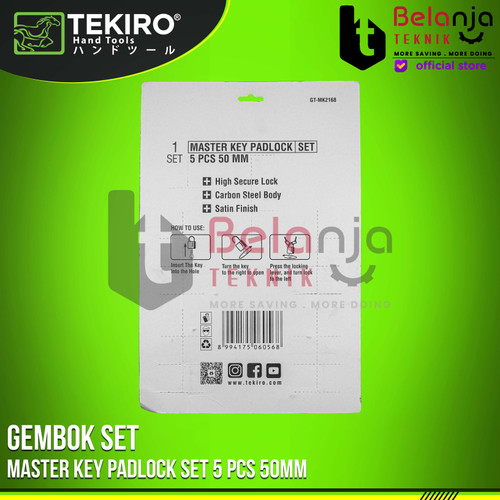 Tekiro Kunci Gembok 50 MM Set 5 Pcs Master Key Padlock SET Anti Karat