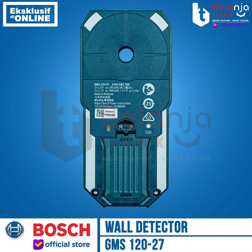 Bosch Wall Detector GMS 120-27 Alat Deteksi Pipa Logam Metal Universal Wall + Baterai Pack 3.7 V 1 Ah