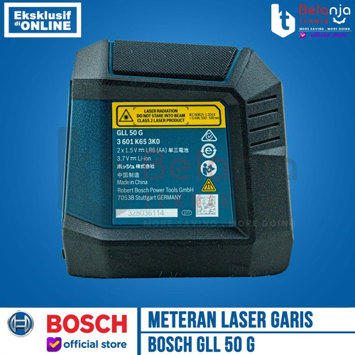 Bosch Meteran Laser Garis GLL 50 G Line Laser Level Green 15 Meter + Baterai Pack 3.7 V 1 Ah