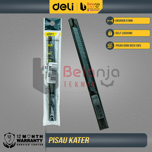 Deli Cutter Pisau Baja Hitam 9mm SK5 Kater Gunting Cutting Cuter 9 MM SK 5