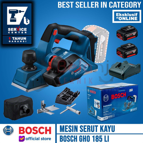Bosch Mesin Serut Kayu Ketam Baterai GHO 185 LI Planner 18V SET 4AH