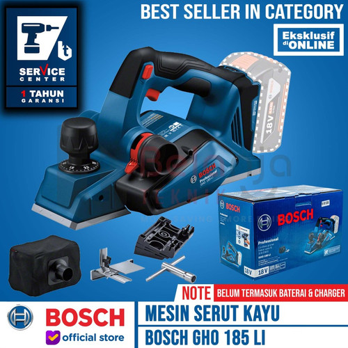 Bosch Mesin Serut Kayu Ketam Baterai GHO 185 LI Planner 18V Brushless
