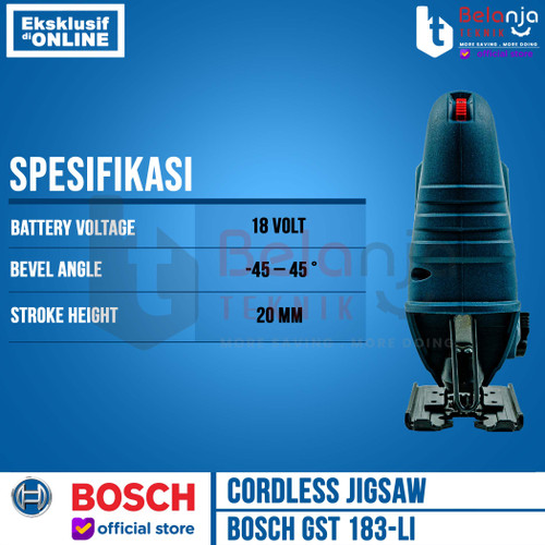 Bosch Mesin Gergaji Baterai GST 183 Jigsaw Cordless 18V Set 4 AH