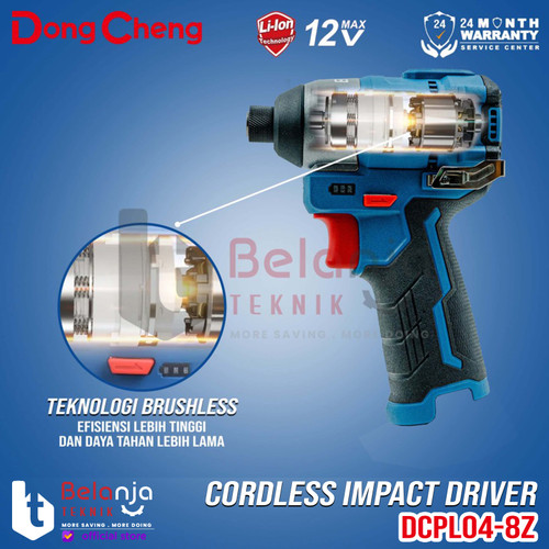 Dongcheng Impact Driver Cordless DCPL04-8 Z 12V Brushless Bor Obeng