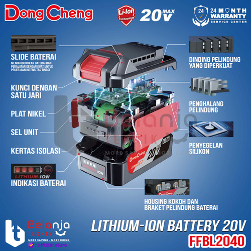 Dongcheng Lithium Battery Pack 20V 4 AH Baterai Cordless 20V FFBL2040