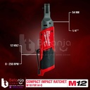 Milwaukee Compact Impact Ratchet M12 FIR14-0 Kunci Rachet Set 12V 6 AH