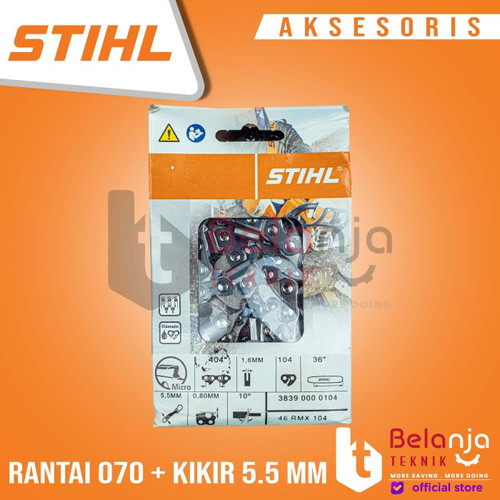 Stihl Rantai Belah Chainsaw 070 36 Inchi 52 T + Kikir Rantai 5.5 MM