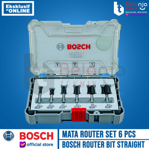 Bosch Router Bit Set Straight 6 Pcs 1/4 Inch Shank Mata Profil Trimmer
