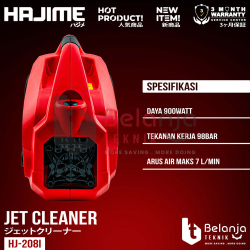 Hajime High Pressure Jet Cleaner HJ-208i Mesin Cuci Mobil Motor 900 Watt 98 Bar