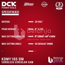 DCK Mesin Potong Kayu Baterai KDMY165EM Circular Saw Cordless 6 Inch Sirkel Kayu KDMY 165 EM KDMY165 6" in 2 battery