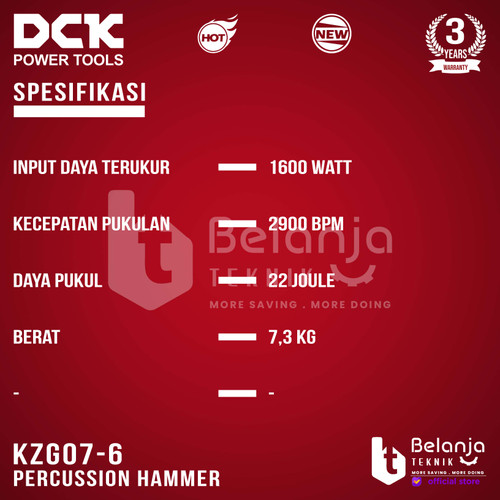 DCK Mesin Bobok Tembok Beton KZG07-6 Jack Demolition Hammer 1600 Watt KZG 07