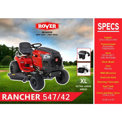 Rover Mesin Potong Rumput Mobil 42 Inch Raiding Lawn Mower 42" Rancher 547/42