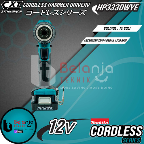 MAKITA Mesin Bor Baterai HP 333 DWYE Hammer Drill 12 V + X-line 25 PCS