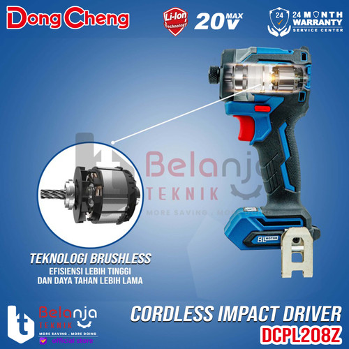 DongCheng Impact Driver Baterai DCPL208Z Pembuka Baut Brushless 20V