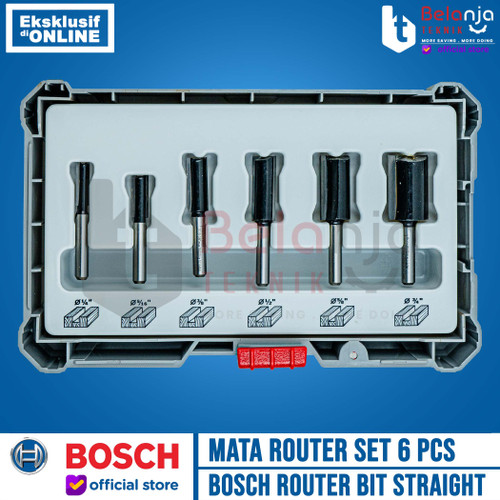 Bosch Router Bit Set Straight 6 Pcs 1/4 Inch Shank Mata Profil Trimmer