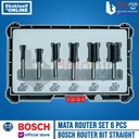 Bosch Router Bit Set Straight 6 Pcs 1/4 Inch Shank Mata Profil Trimmer