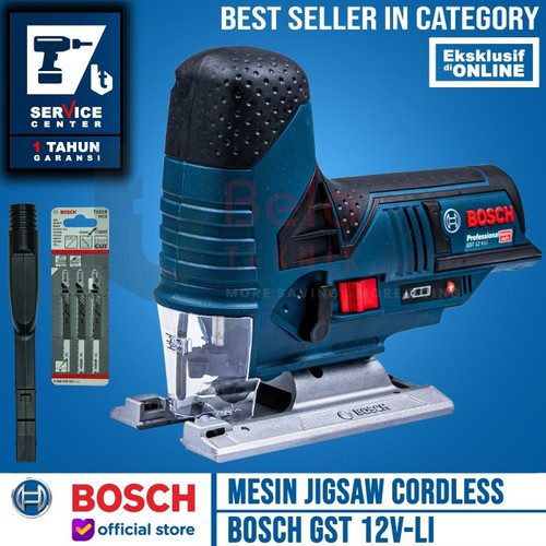 Bosch Jigsaw Cordless GST 12V-Li Mesin Gergaji Baterai SET Charger 2AH